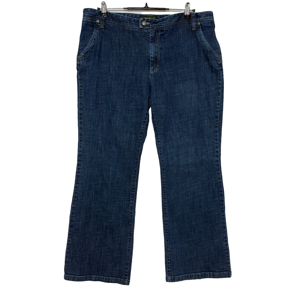 Eddie Bauer Jeans‎ Womens 16 Blue Measures 38x31 Wide Leg Dark Specially Dyed